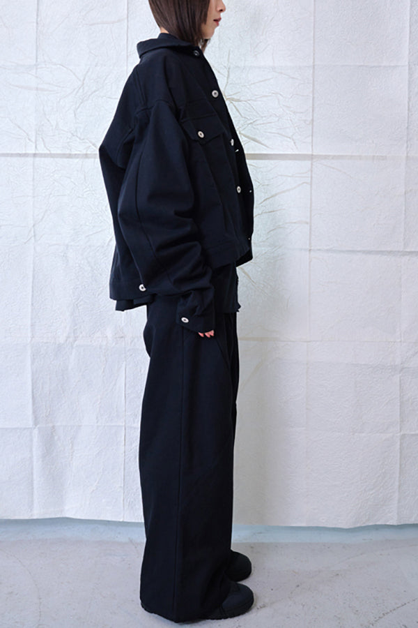 【Nora Lily】Tuck Arm Big Blouson (UNISEX)-BLACK Twill-224542079-19F