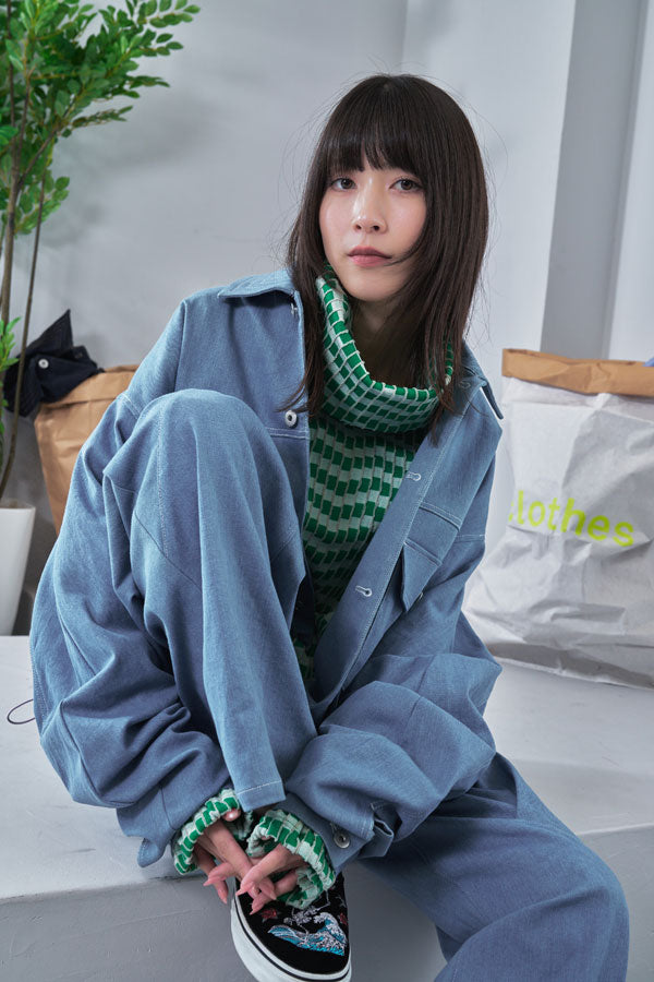 【Nora Lily】Tuck Arm Big Blouson (UNISEX)-Light BLUE DENIM-224542079-90F