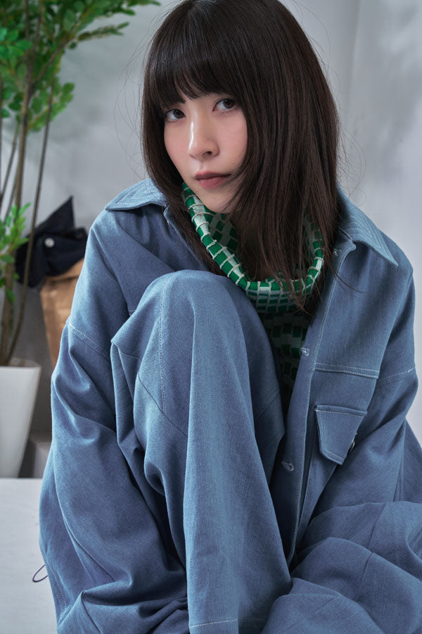 【Nora Lily】Tuck Arm Big Blouson (UNISEX)-Light BLUE DENIM-224542079-90F