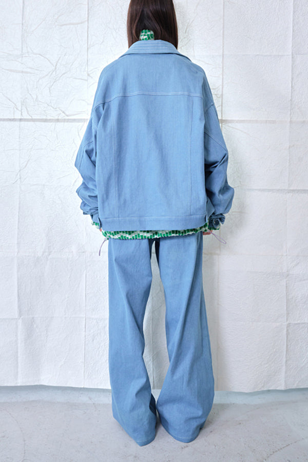 【Nora Lily】Tuck Arm Big Blouson (UNISEX)-Light BLUE DENIM-224542079-90F