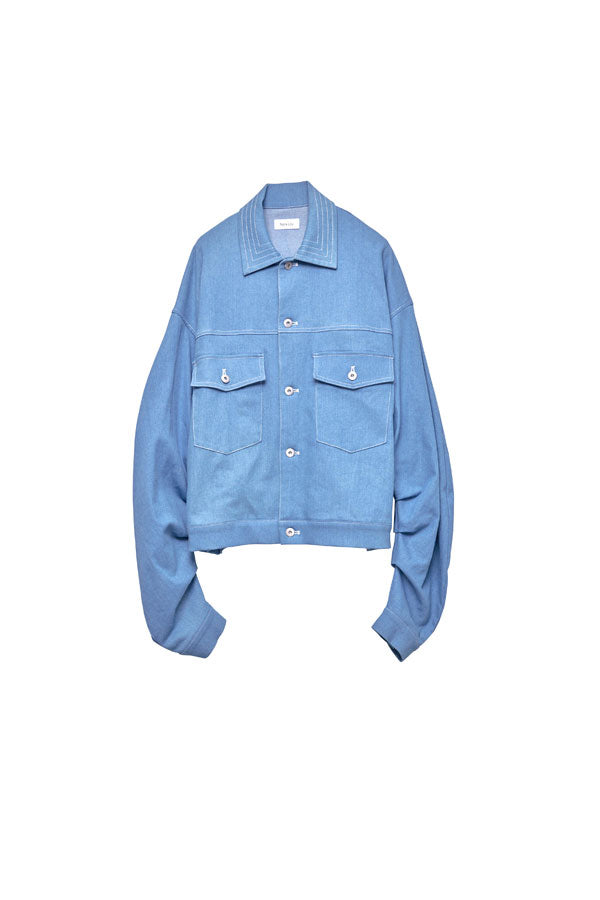 【Nora Lily】Tuck Arm Big Blouson (UNISEX)-Light BLUE DENIM-224542079-90F