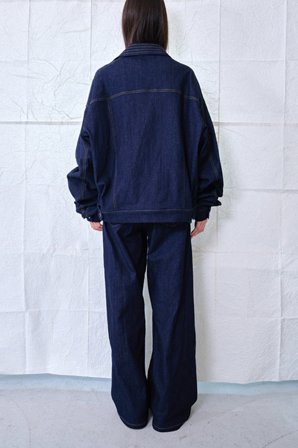 【Nora Lily】Tuck Arm Big Blouson (UNISEX)-Indigo DENIM-224542079-92F