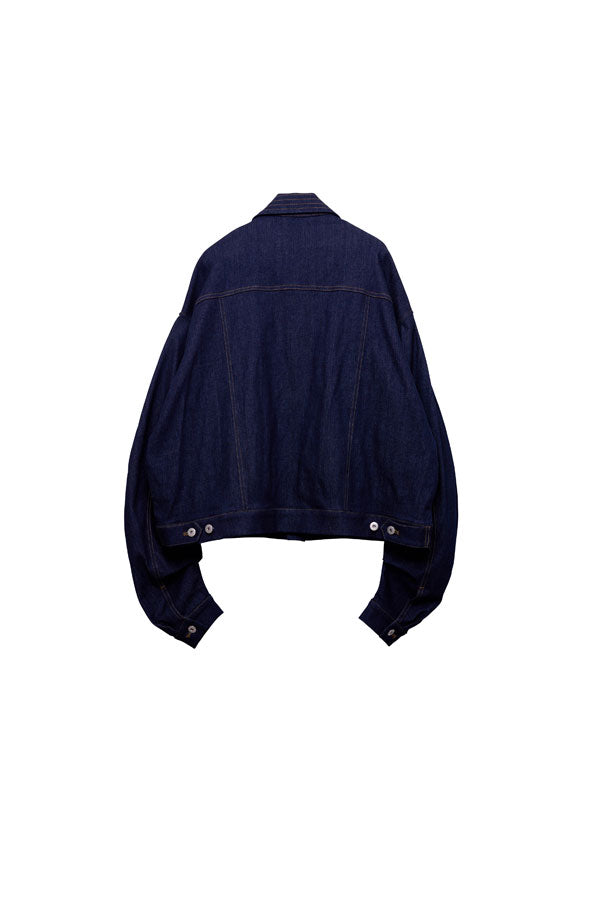 【Nora Lily】Tuck Arm Big Blouson (UNISEX)-Indigo DENIM-224542079-92F