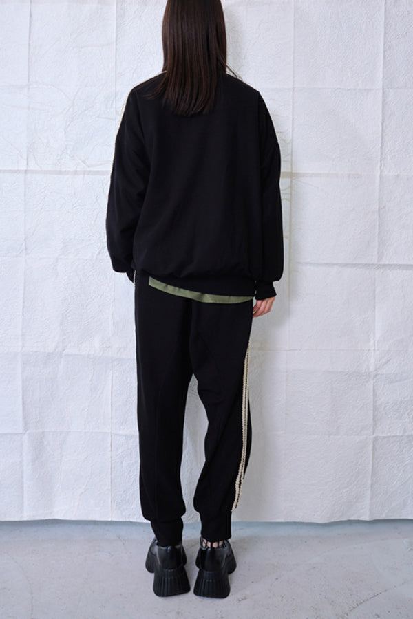 【Nora Lily】Wavy Line Track Top (UNISEX)-BLACK Jersey -224542080-19F