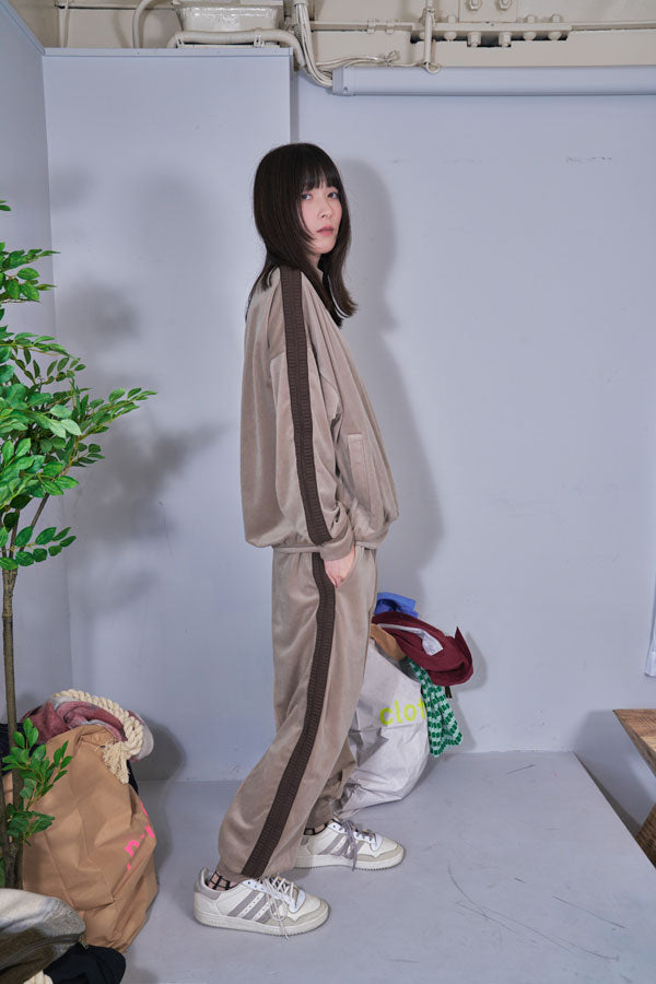 【Nora Lily】Wavy Line Track Top (UNISEX)-BEIGE Velvet-224542080-52F