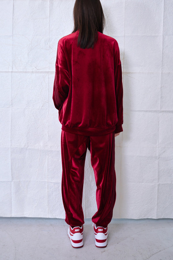 【Nora Lily】Wavy Line Track Top (UNISEX)-BORDEAUX Velvet-224542080-69F