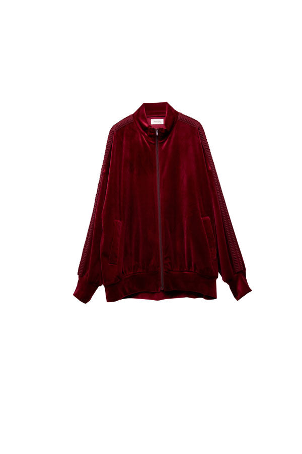 【Nora Lily】Wavy Line Track Top (UNISEX)-BORDEAUX Velvet-224542080-69F