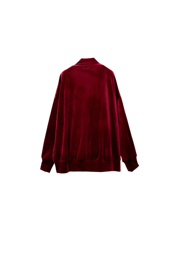 【Nora Lily】Wavy Line Track Top (UNISEX)-BORDEAUX Velvet-224542080-69F