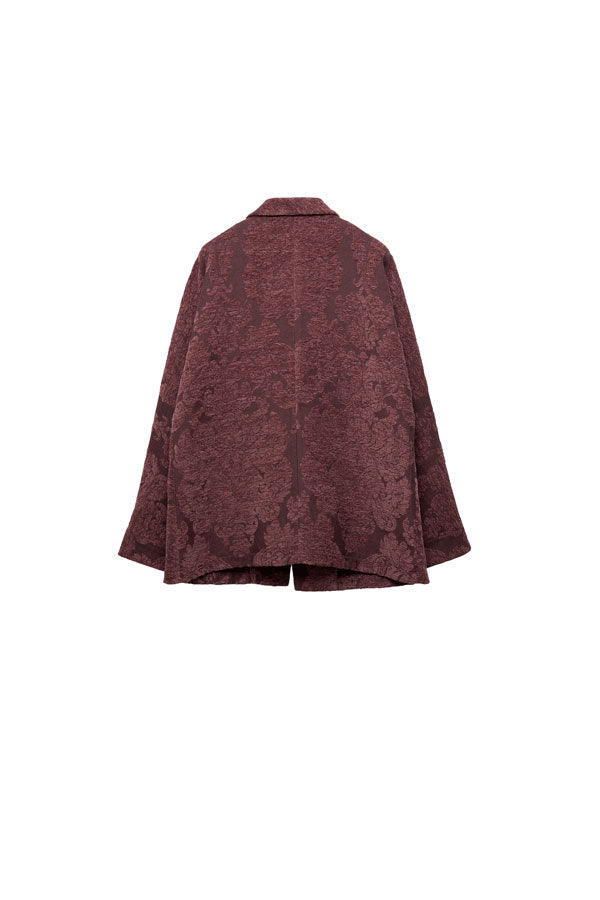 【Nora Lily】Flower Hairy Jacket (UNISEX)-WINE-224542081-65F