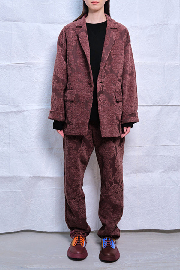 【Nora Lily】Flower Hairy Jacket (UNISEX)-WINE-224542081-65F