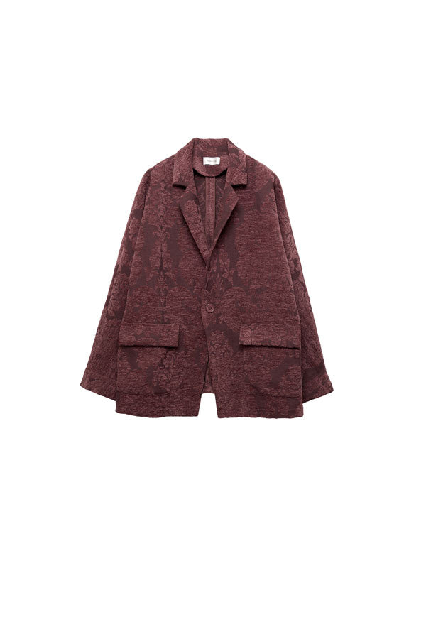 【Nora Lily】Flower Hairy Jacket (UNISEX)-WINE-224542081-65F