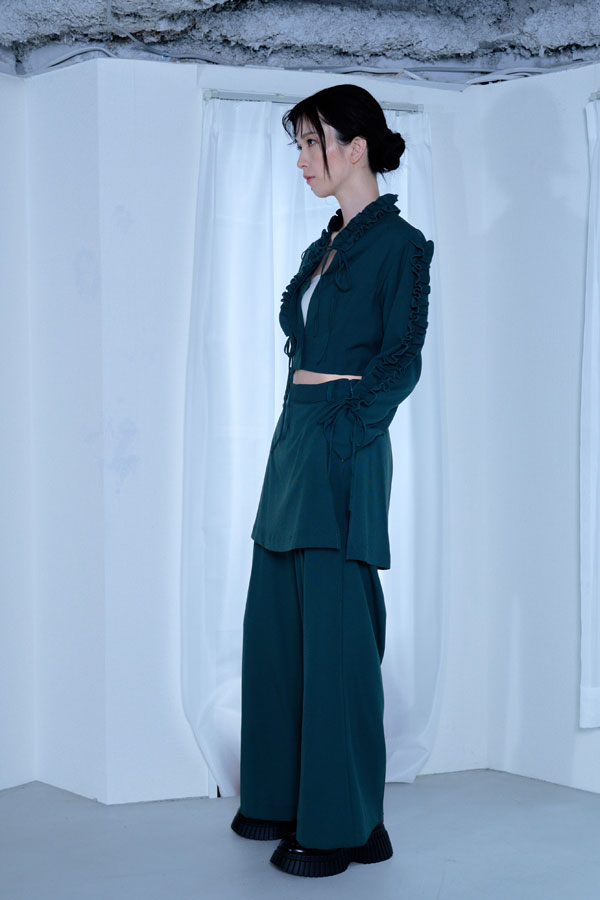 【Nora Lily】「elle」Frill Short Jacket-Dark Green-224542088-23F