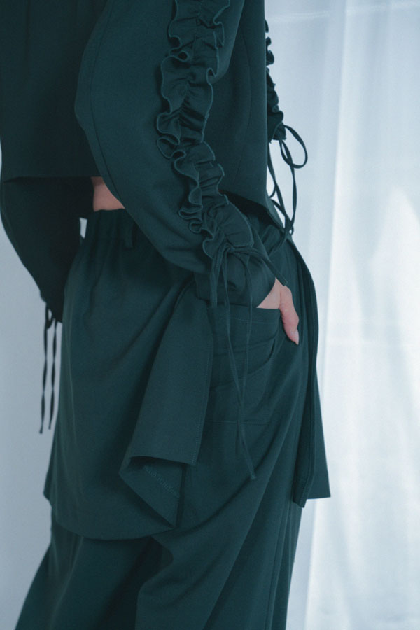 【Nora Lily】「elle」Frill Short Jacket-Dark Green-224542088-23F