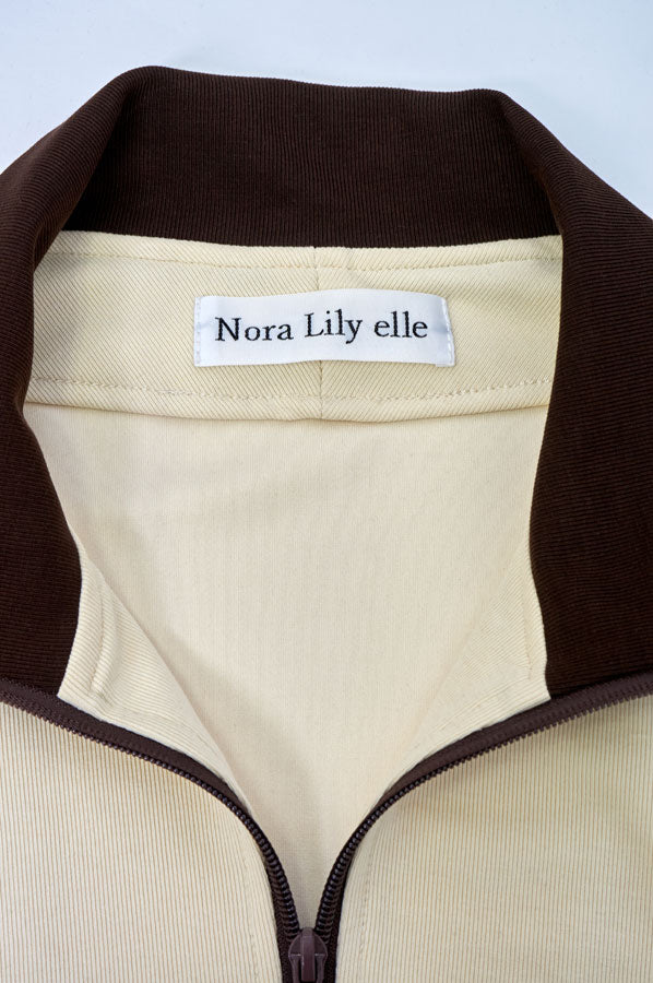 【Nora Lily】「elle」Lady Wavy Line Track Top-IVORY Jersey-224542089-04F