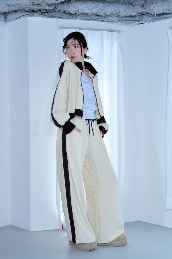 【Nora Lily】「elle」Lady Wavy Line Track Top-IVORY Jersey-224542089-04F