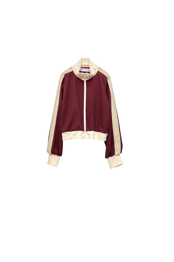 【Nora Lily】「elle」Lady Wavy Line Track Top-BORDEAUX Jersey-224542089-69F