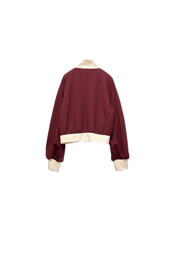 【Nora Lily】「elle」Lady Wavy Line Track Top-BORDEAUX Jersey-224542089-69F