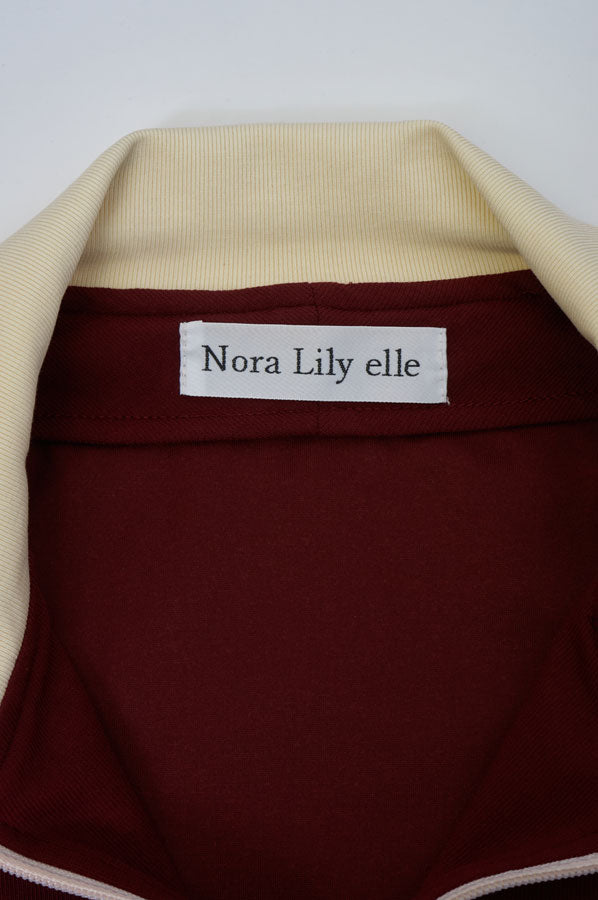 【Nora Lily】「elle」Lady Wavy Line Track Top-BORDEAUX Jersey-224542089-69F