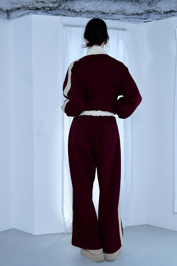 【Nora Lily】「elle」Lady Wavy Line Track Top-BORDEAUX Jersey-224542089-69F