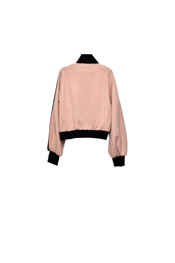 【Nora Lily】「elle」Lady Wavy Line Track Top-Baby PINK Jersey-224542089-71F