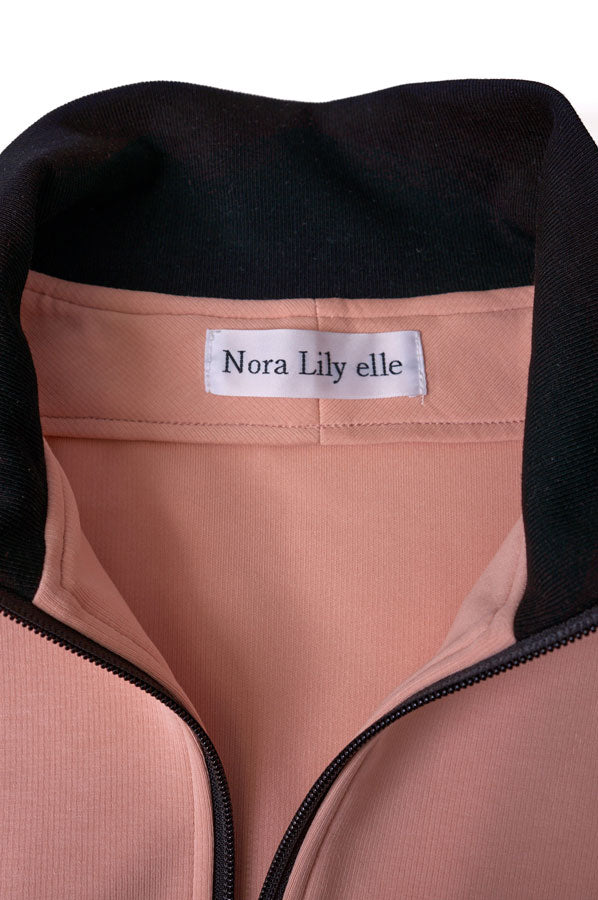 【Nora Lily】「elle」Lady Wavy Line Track Top-Baby PINK Jersey-224542089-71F