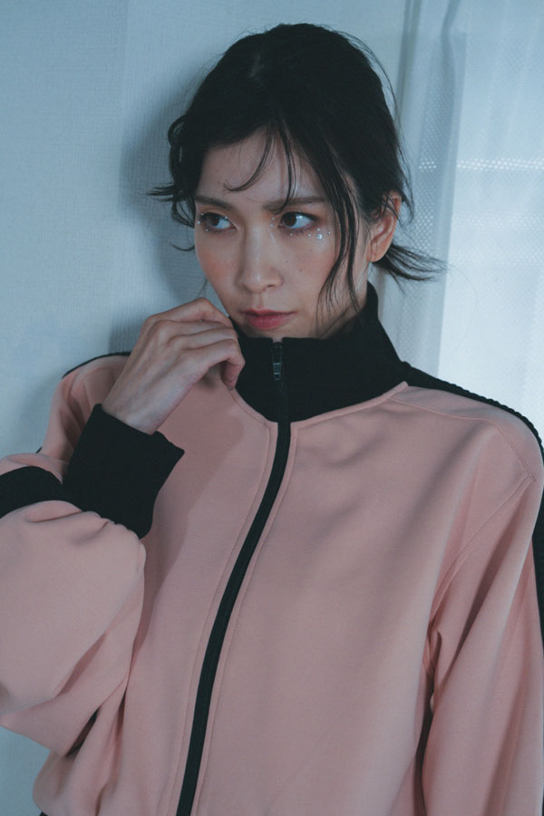 【Nora Lily】「elle」Lady Wavy Line Track Top-Baby PINK Jersey-224542089-71F