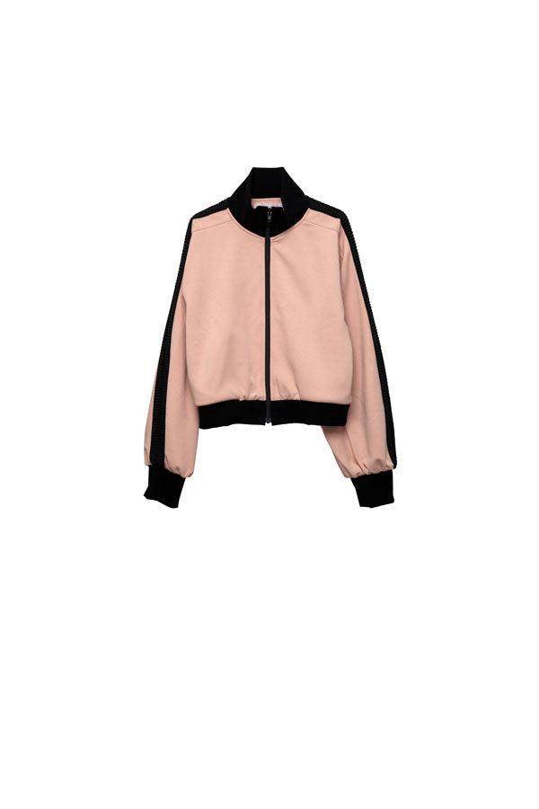 【Nora Lily】「elle」Lady Wavy Line Track Top-Baby PINK Jersey-224542089-71F