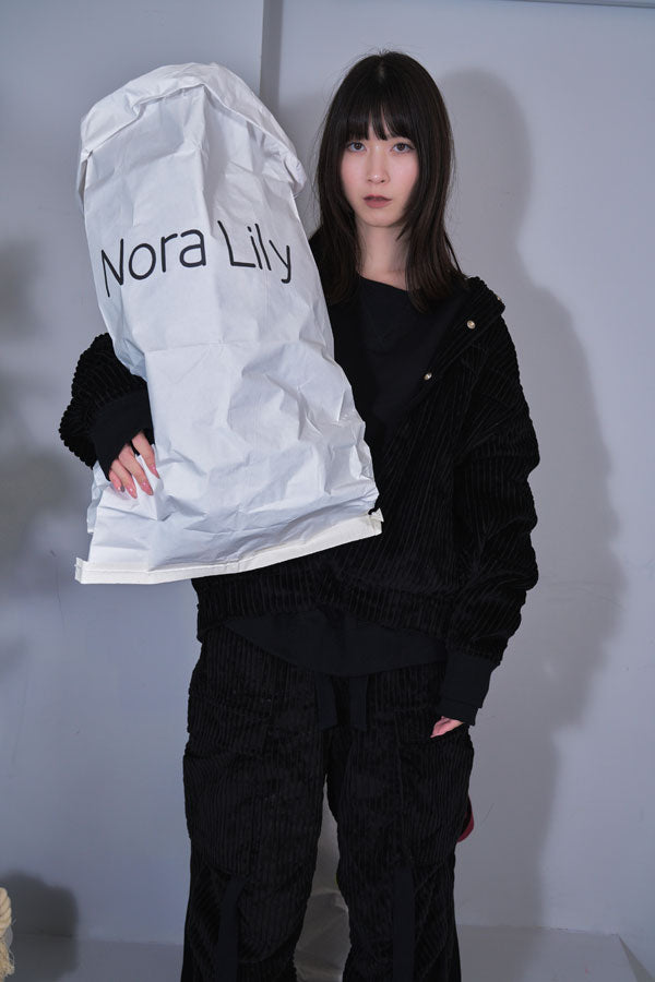 【Nora Lily】Big WELE Corduroy Cargo Pants (UNISEX)-BLACK-224560057-19F