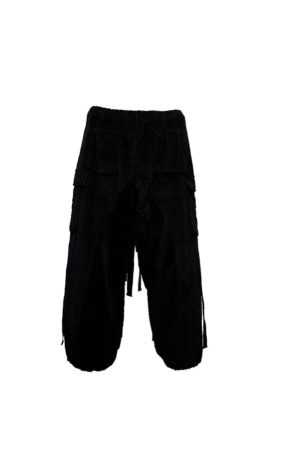 【Nora Lily】Big WELE Corduroy Cargo Pants (UNISEX)-BLACK-224560057-19F