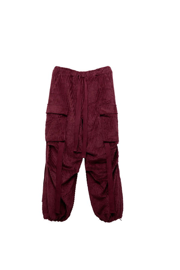 【Nora Lily】Big WELE Corduroy Cargo Pants (UNISEX)-BORDEAUX-224560057-69F