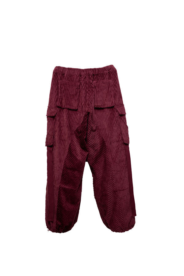 【Nora Lily】Big WELE Corduroy Cargo Pants (UNISEX)-BORDEAUX-224560057-69F