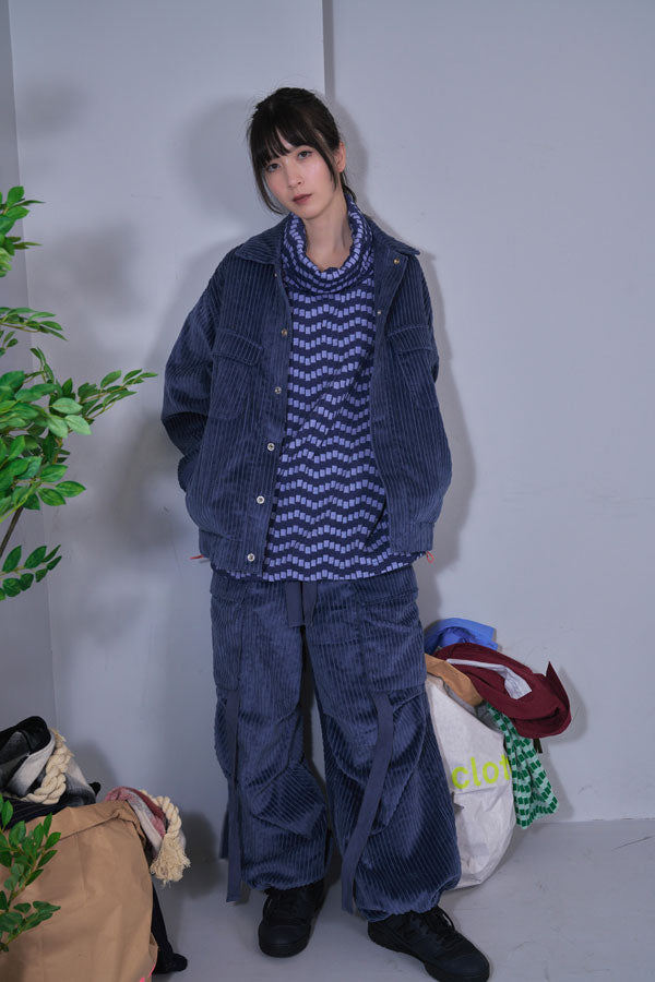 【Nora Lily】Big WELE Corduroy Cargo Pants (UNISEX)-BLUE Grey-224560057-92F