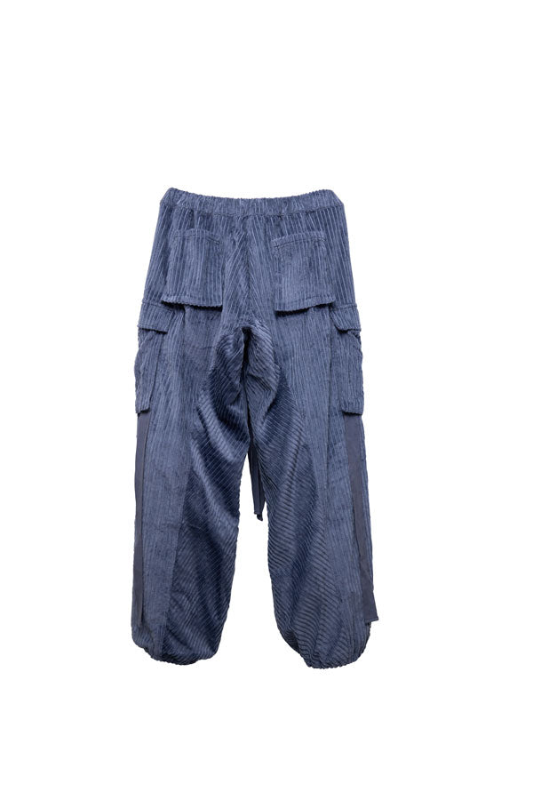 【Nora Lily】Big WELE Corduroy Cargo Pants (UNISEX)-BLUE Grey-224560057-92F