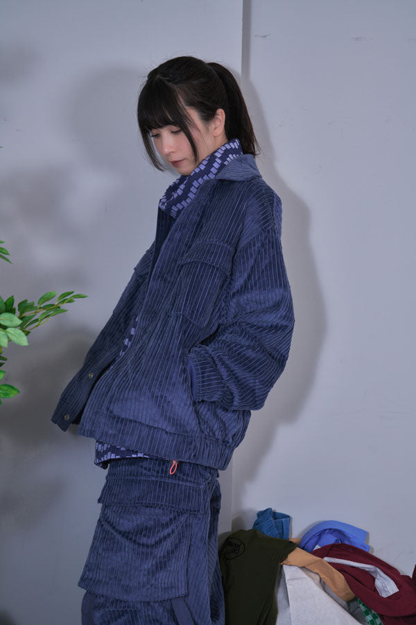 【Nora Lily】Big WELE Corduroy Cargo Pants (UNISEX)-BLUE Grey-224560057-92F