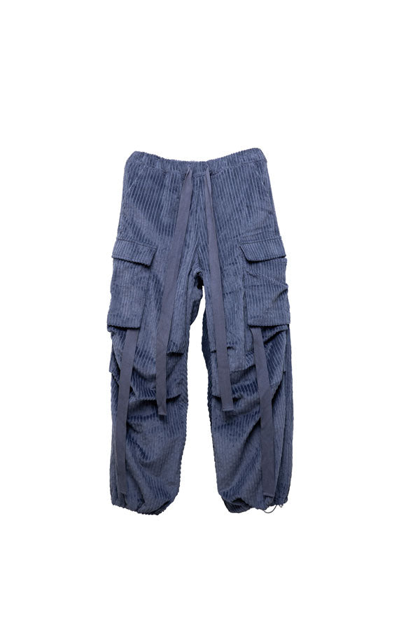 【Nora Lily】Big WELE Corduroy Cargo Pants (UNISEX)-BLUE Grey-224560057-92F