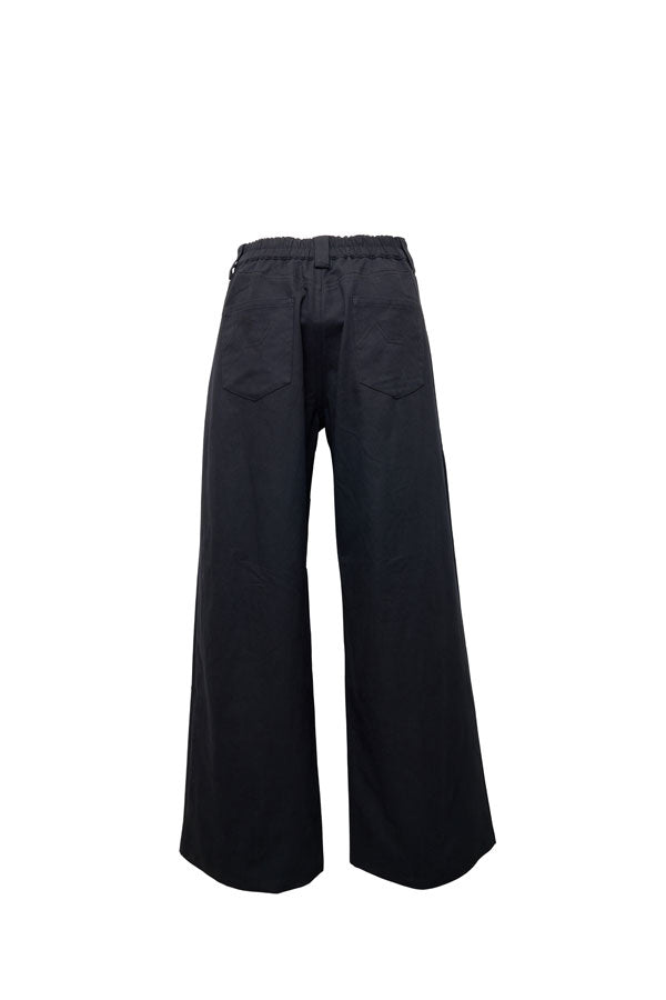 【Nora Lily】Tuck dimensional Wide Pants (UNISEX)-BLACK Twill-224560058-19F