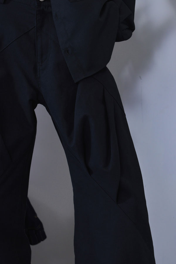 【Nora Lily】Tuck dimensional Wide Pants (UNISEX)-BLACK Twill-224560058-19F