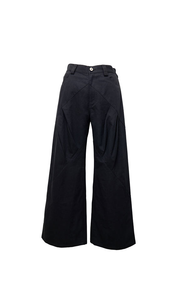 【Nora Lily】Tuck dimensional Wide Pants (UNISEX)-BLACK Twill-224560058-19F