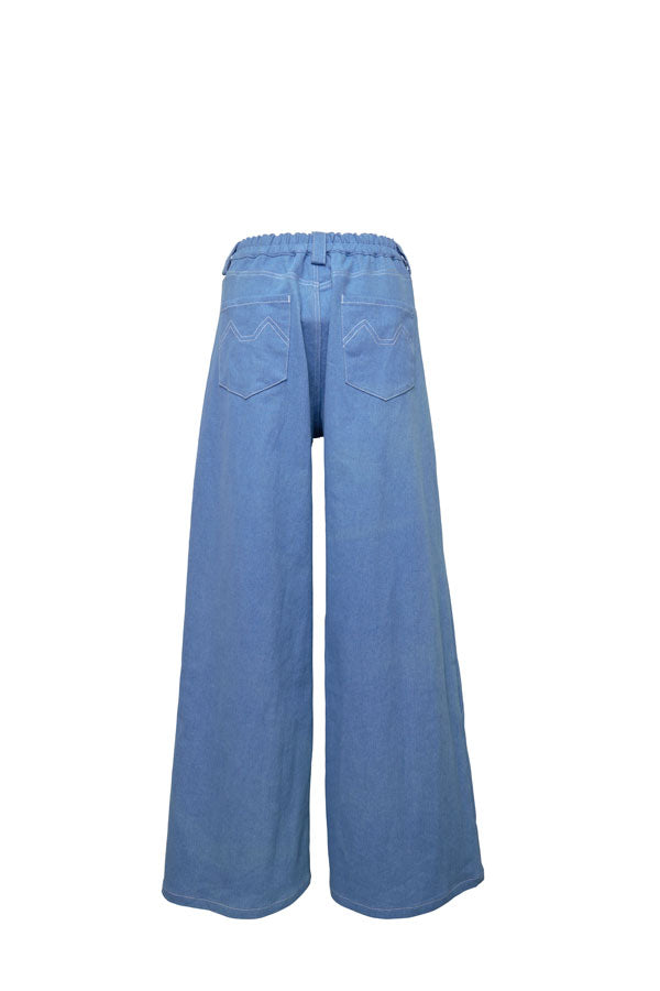 【Nora Lily】Tuck dimensional Wide Pants (UNISEX)-Light BLUE DENIM-224560058-90F