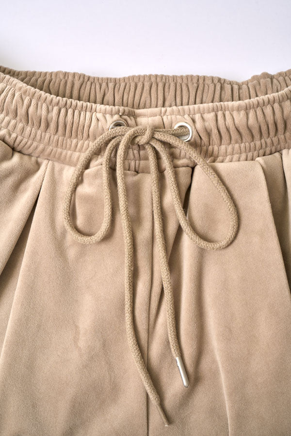 【Nora Lily】Wavy Line Track Pants (UNISEX)-BEIGE Velvet-224560059-52F