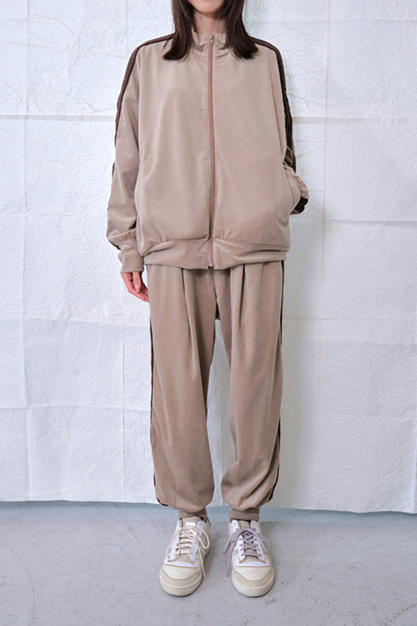 【Nora Lily】Wavy Line Track Pants (UNISEX)-BEIGE Velvet-224560059-52F