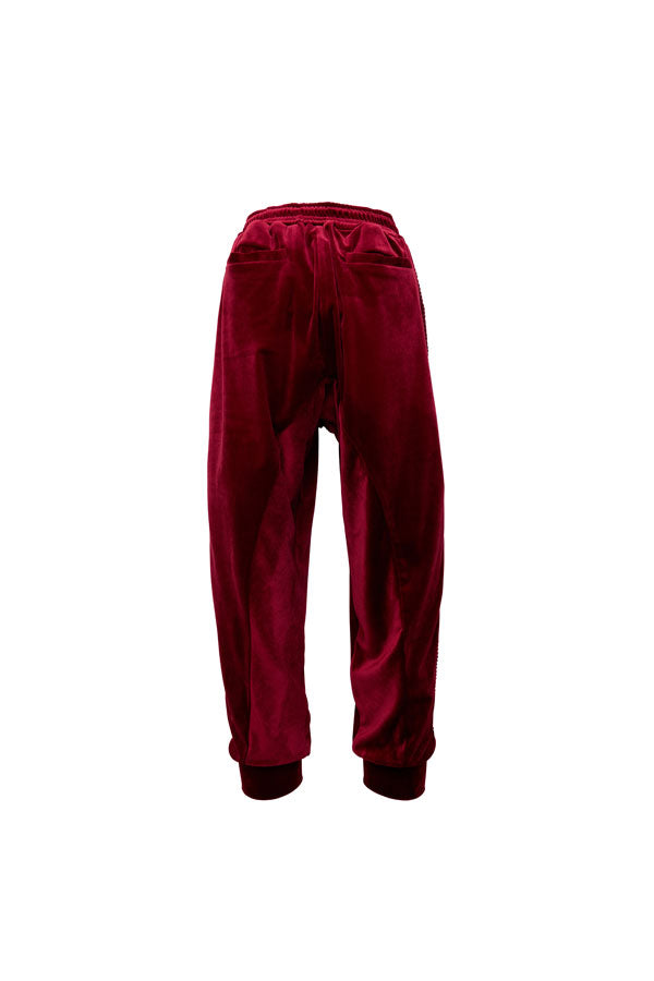 【Nora Lily】Wavy Line Track Pants (UNISEX)-BORDEAUX Velvet-224560059-69F