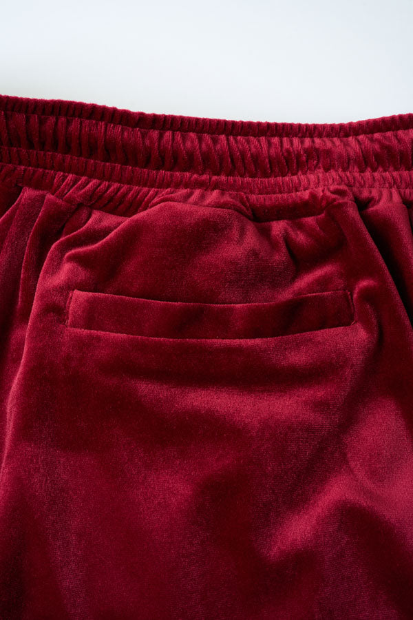 【Nora Lily】Wavy Line Track Pants (UNISEX)-BORDEAUX Velvet-224560059-69F