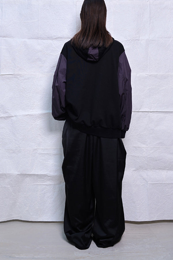 【Nora Lily】Mad Satin Flower Tuck Pants (UNISEX)-BLACK-224560061-19F