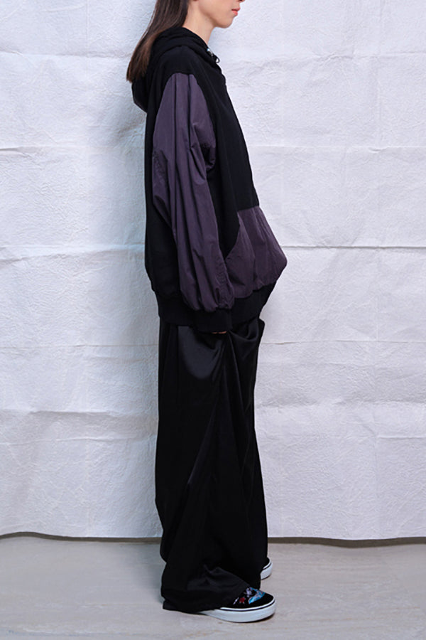 【Nora Lily】Mad Satin Flower Tuck Pants (UNISEX)-BLACK-224560061-19F