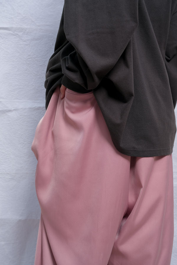 【Nora Lily】Mad Satin Flower Tuck Pants (UNISEX)-PINK-224560061-71F