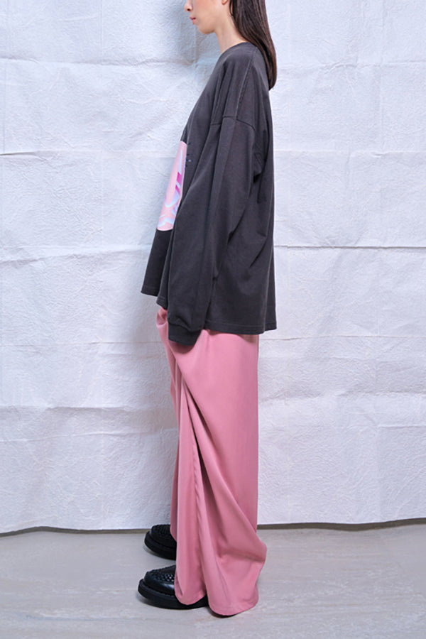 【Nora Lily】Mad Satin Flower Tuck Pants (UNISEX)-PINK-224560061-71F