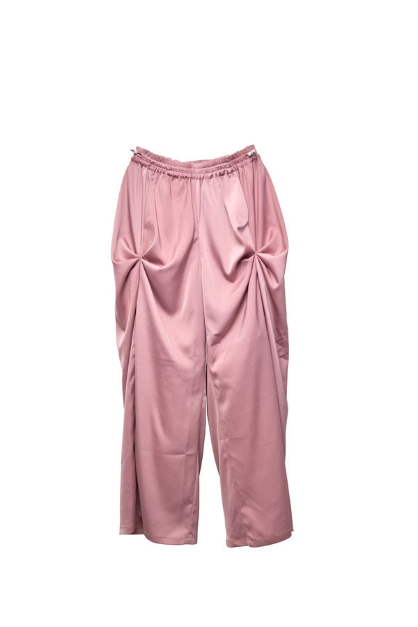 【Nora Lily】Mad Satin Flower Tuck Pants (UNISEX)-PINK-224560061-71F