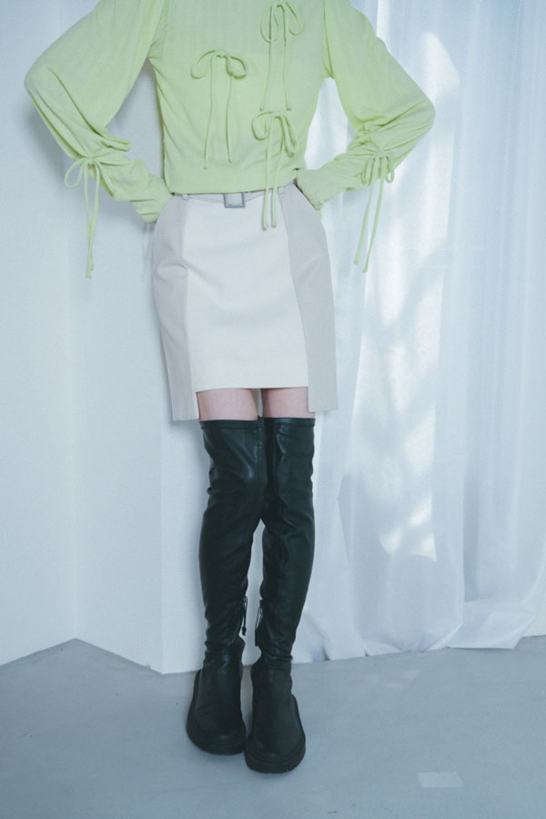 【Nora Lily】「elle」Switching Skirt-Off White-224560065-04F