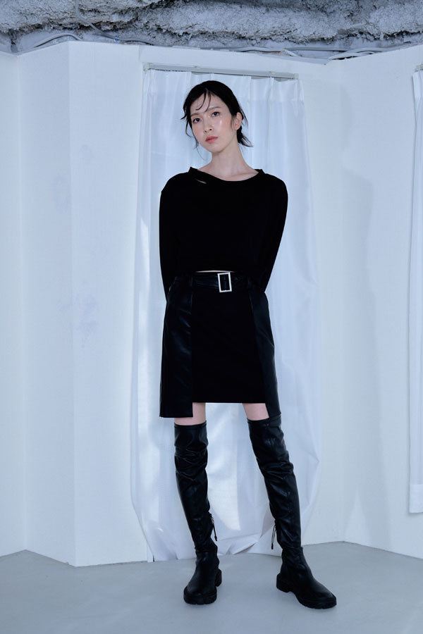 【Nora Lily】「elle」Switching Skirt-BLACK-224560065-19F